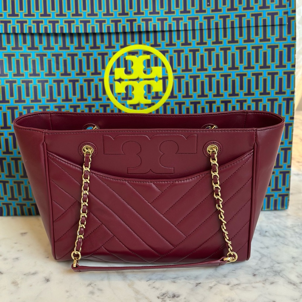 Tory Burch Alexa Burgundy Leather Tote Bag